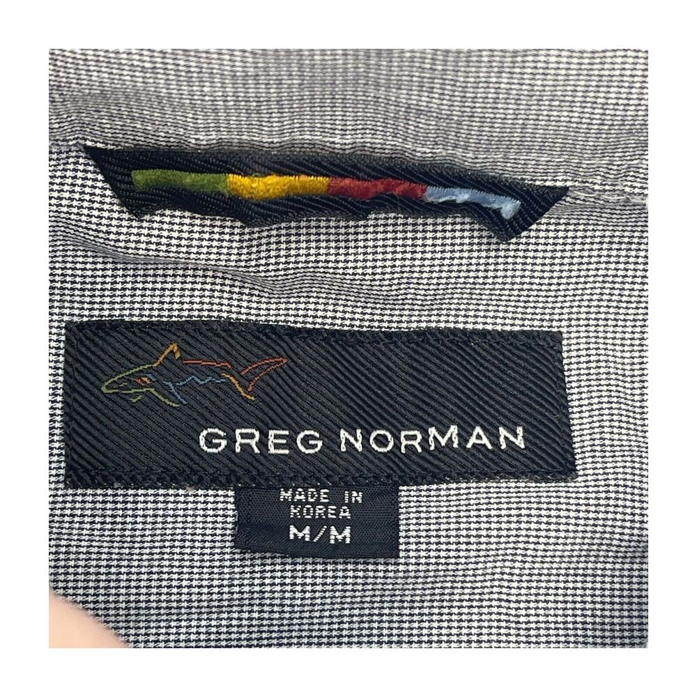 Greg Norman Shirt Men's Medium Gray 100% Cotton Short Sleeve Classic Button-Down - Picture 2 of 7